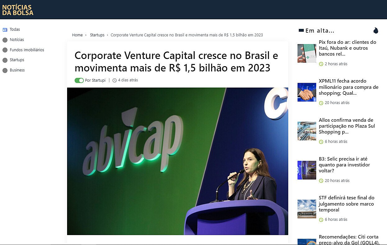 Corporate Venture Capital cresce no Brasil e movimenta mais de R$ 1,5 bilhão em 2023